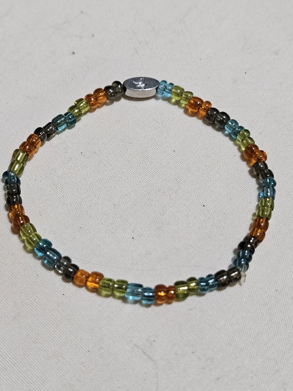 Balega Multicolor Glass Bead Bracelet - Orange, Green, Blue Accents